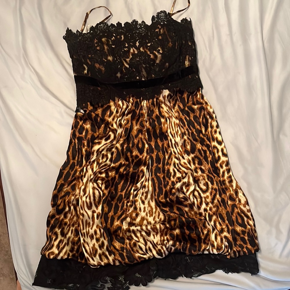 Black lace cheetah dress
